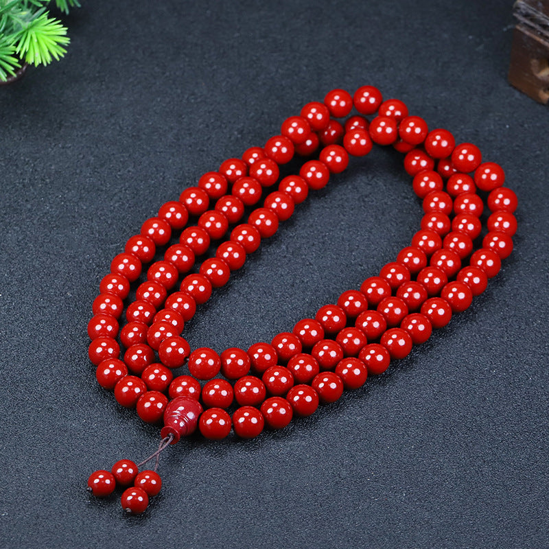 Chain Natural Cinnabar Beads Purple Gold Bracelet