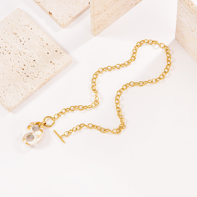 Gold Color Resin Buckle Light Luxury Jewelry Set
