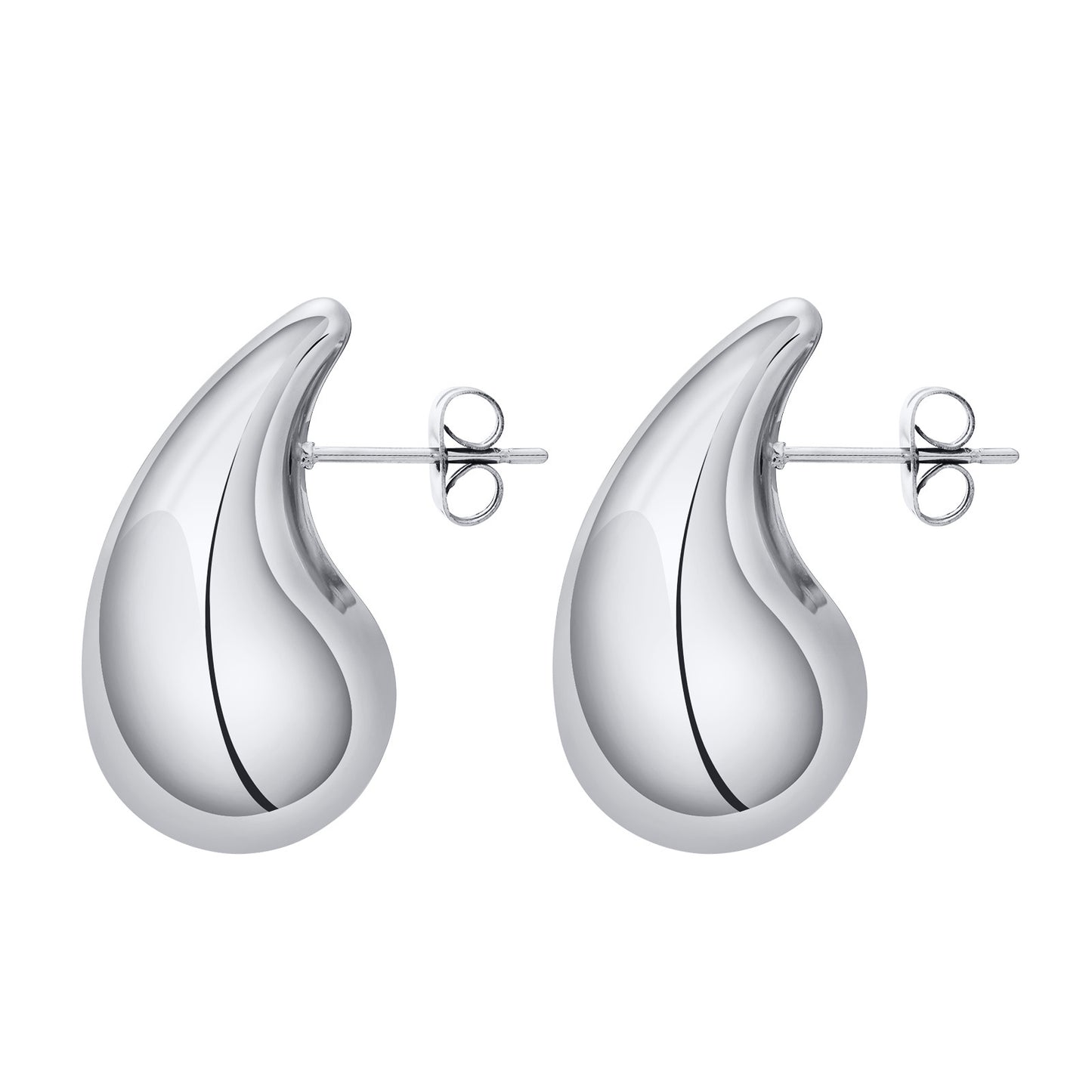 Exaggerated Stainless Steel Hollow Geometric U-shaped Curved Rings