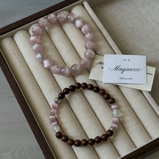 Niche Cold Door Pink Crystal Cat's Bracelet