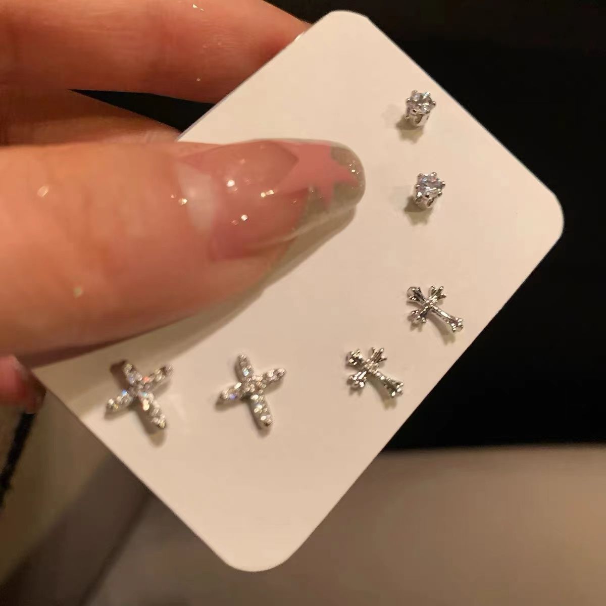 Great Value Super Flash Cross Beautiful Stud Earrings