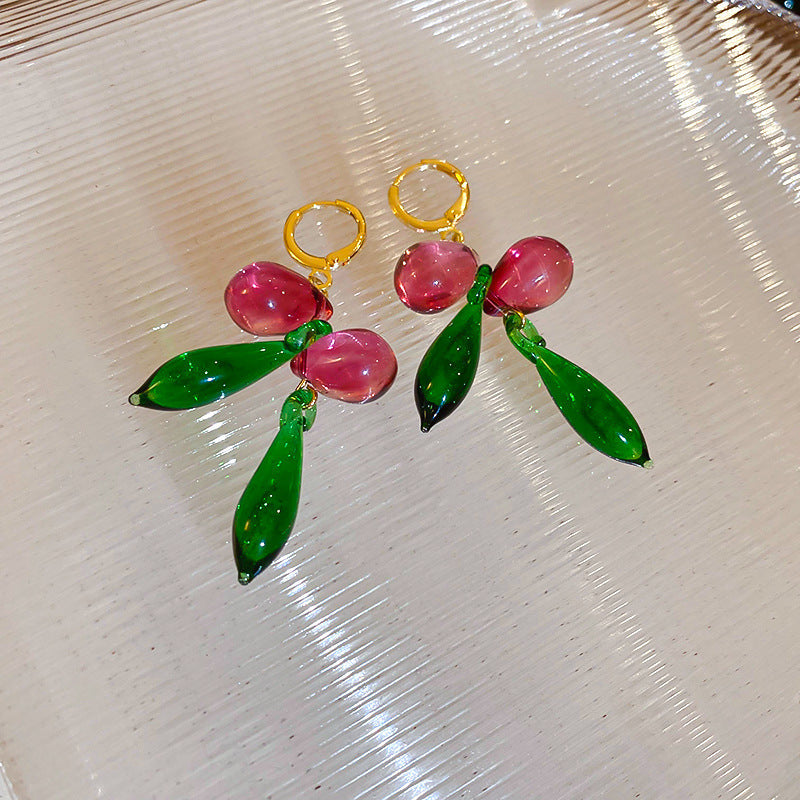 Sier Needle Zircon Geometric Flower Retro Exquisite Earrings