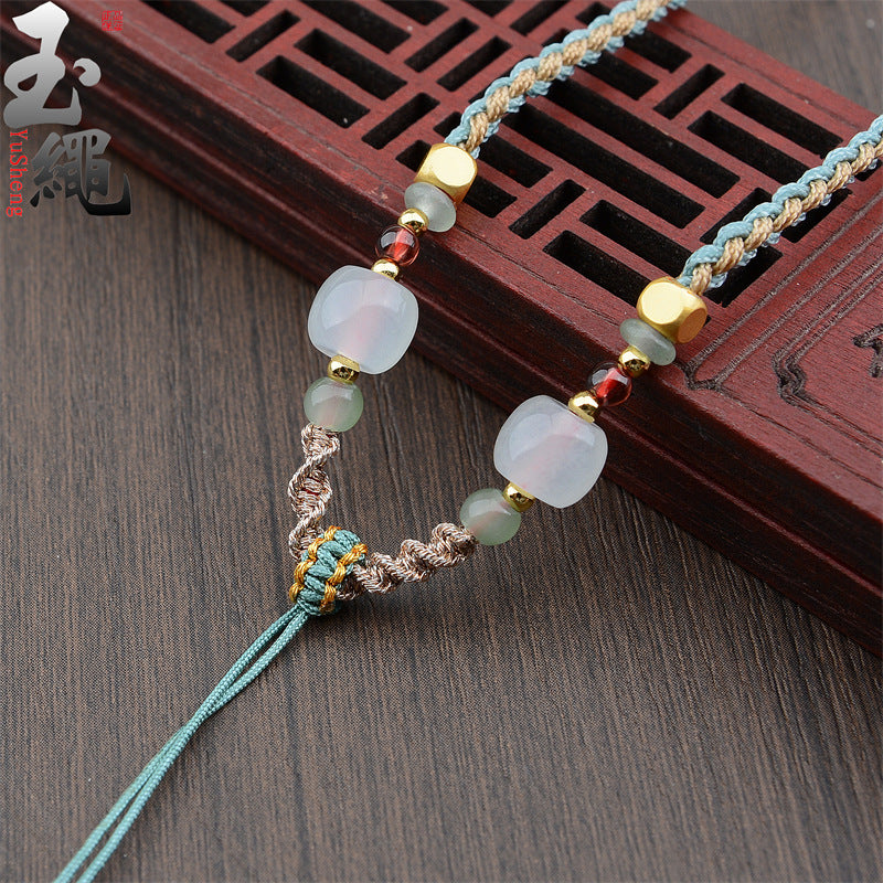 Comfortable Rope Emerald Jade Hand-woven Aventurine Necklaces