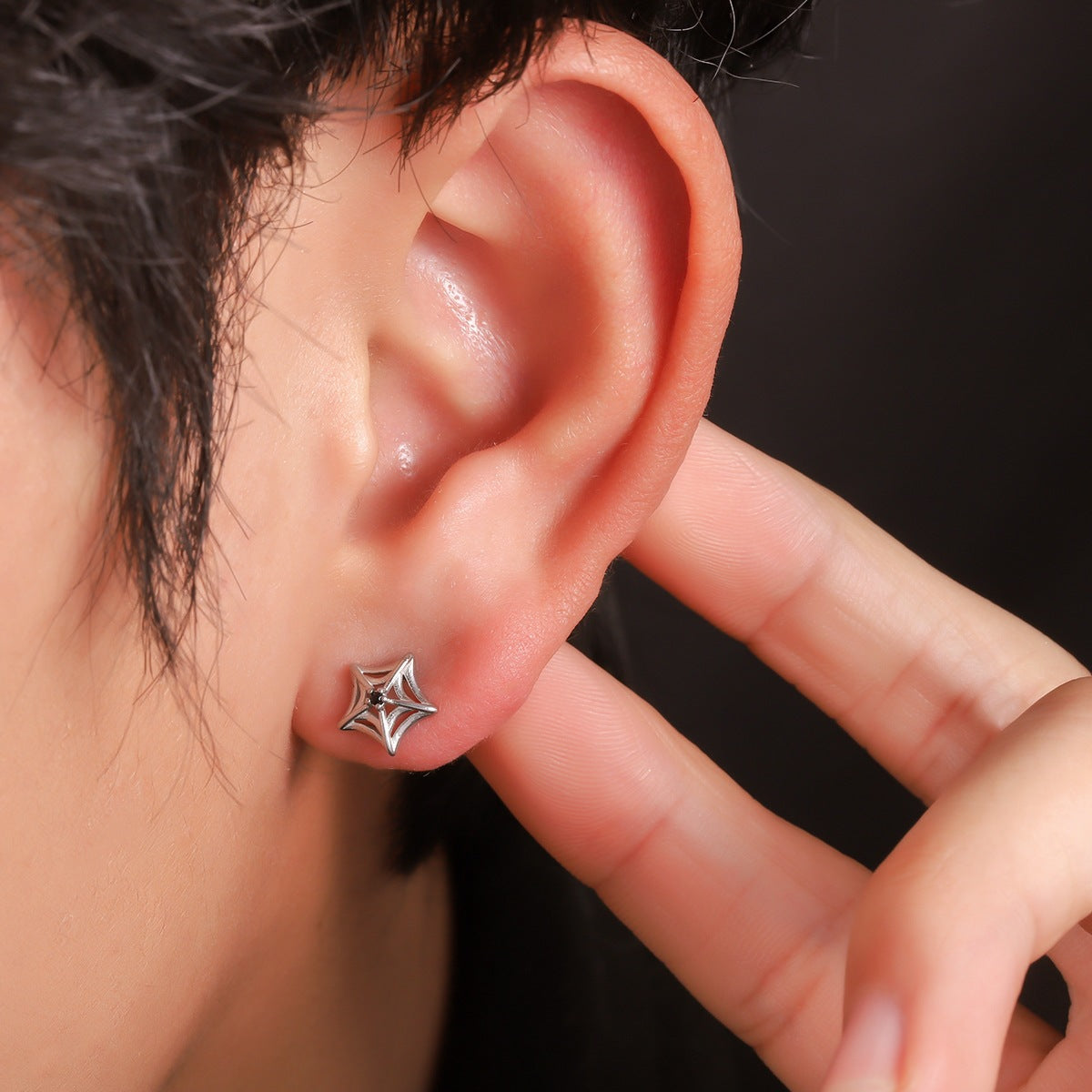 Women's & Men's Titanium Steel No Fading Mesh Star Zircon Ear Friends High Earrings