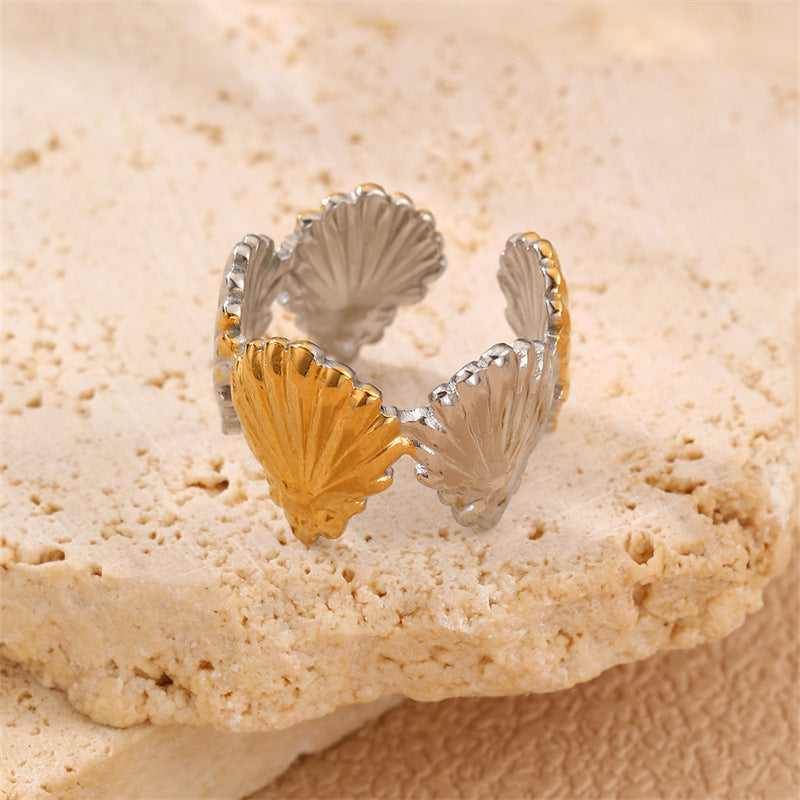 Fashion Stainless Steel Ocean Summer Beach Style Female Popular Opening Rings