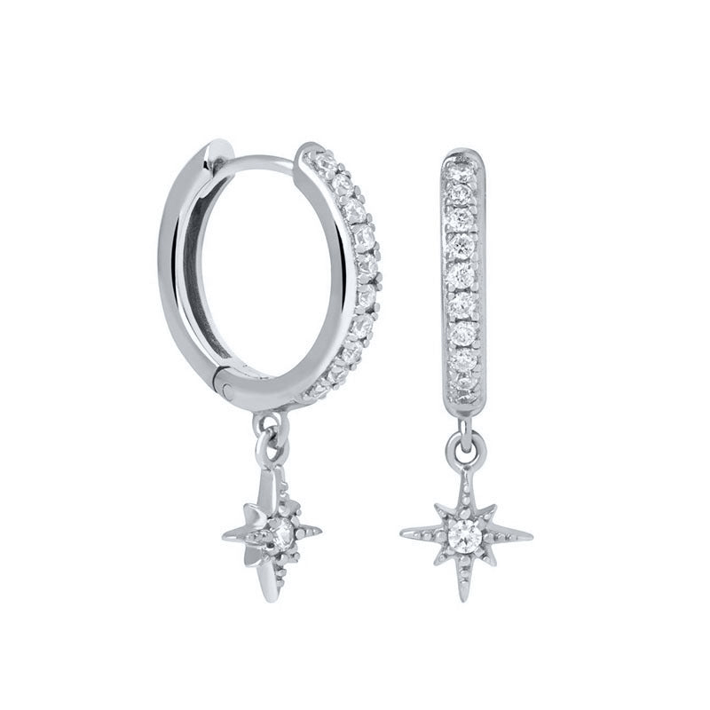 Women's Sier Octagonal Star For Twinkling Little Sun Ear Stud Earrings