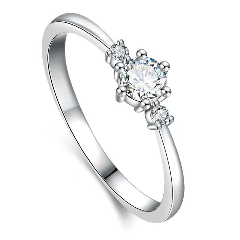 Women's Small White Gold Color Zircon Diamond Rings