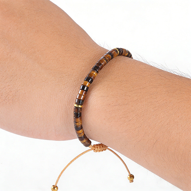 Women's & Men's Natural Stone Spacer Beads Hand Weaving Bracelet