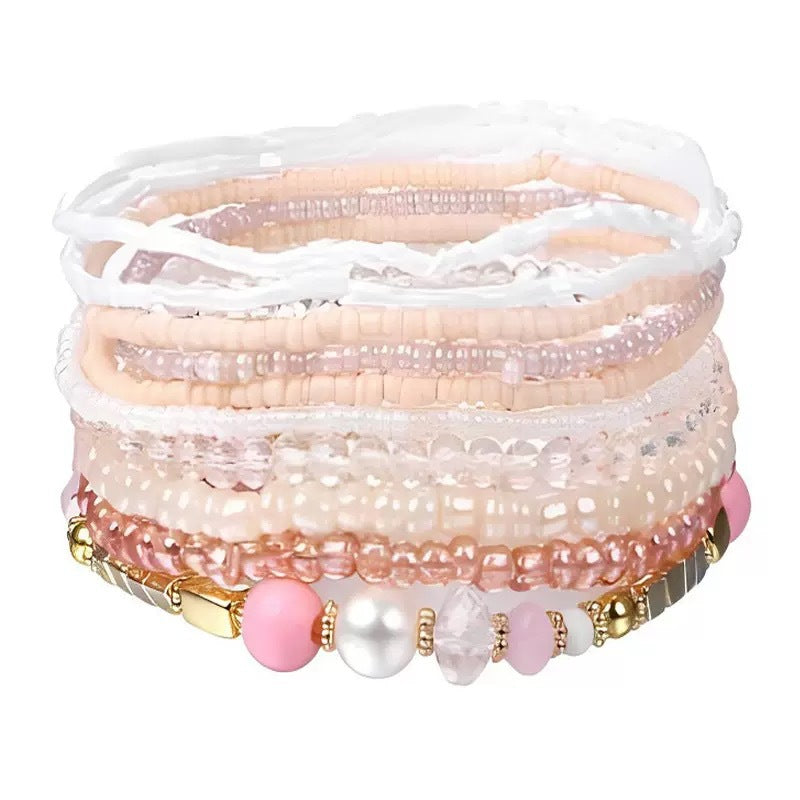 Women's Colorful Crystal Bead Twin Beaded Bracelets