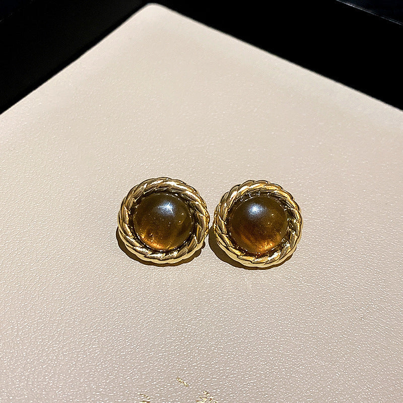 Women's Needle Geometric Irregular Resin Fashionable Retro Earrings