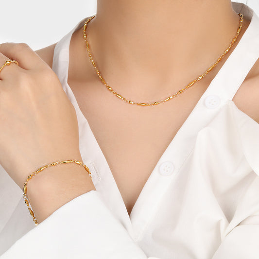 Niche Stitching Ball Room Beads Fashion Personality High-grade Titanium Jewelry Set