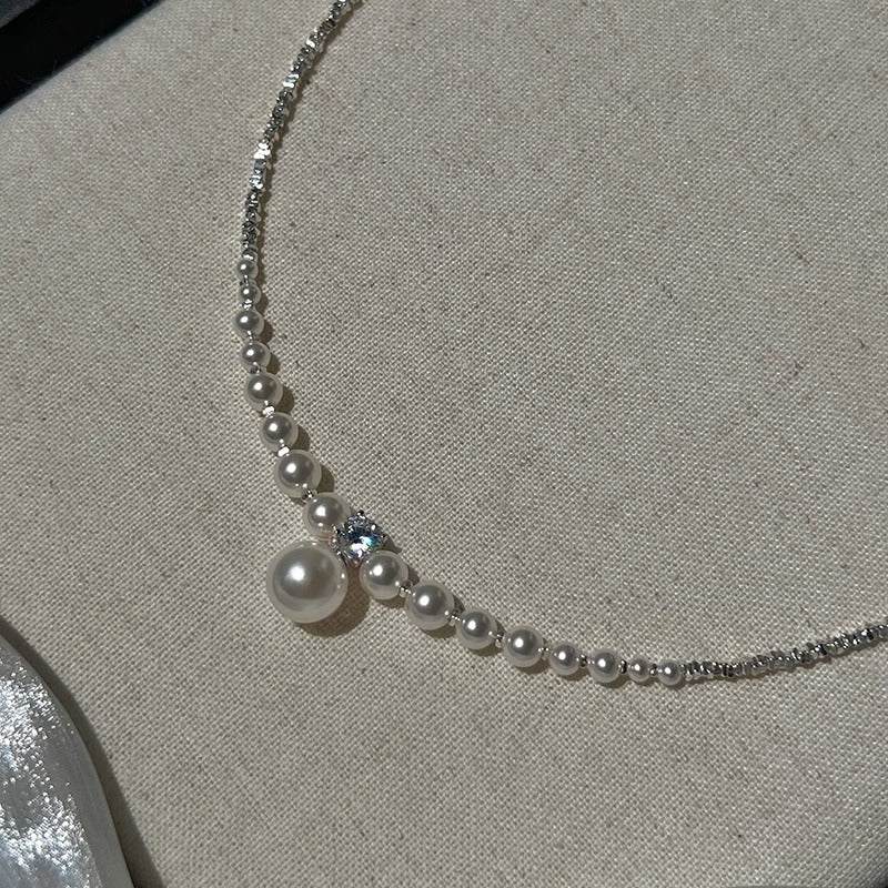 Fashion Light Pearl Sterling Sier Gradient Necklaces