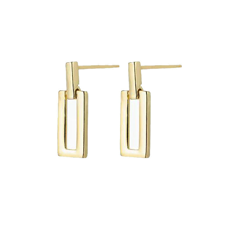 Women's Sier Needle Small Geometric Square Metallic Simple Special Earrings