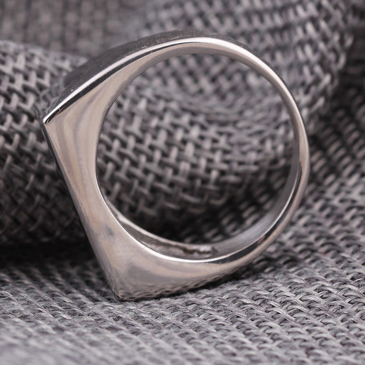Fashion Simple Glossy Rectangular Stainless Steel Ring