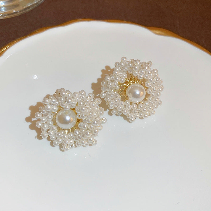 Pearl Flower Tassel Niche Temperament Atmosphere Affordable Earrings