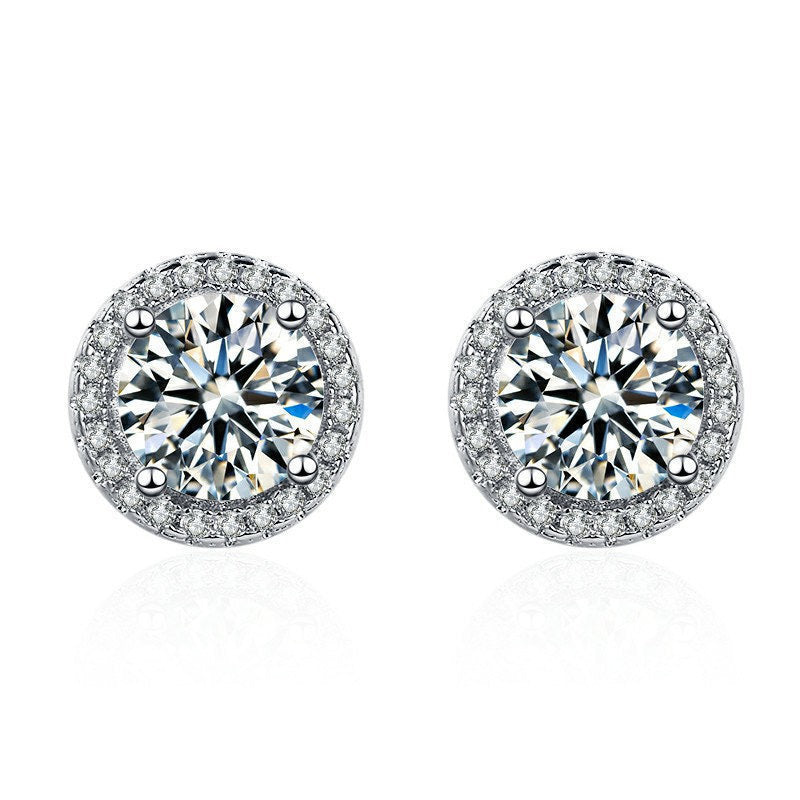Moissanite Ear Female With Hearts Sterling Earrings