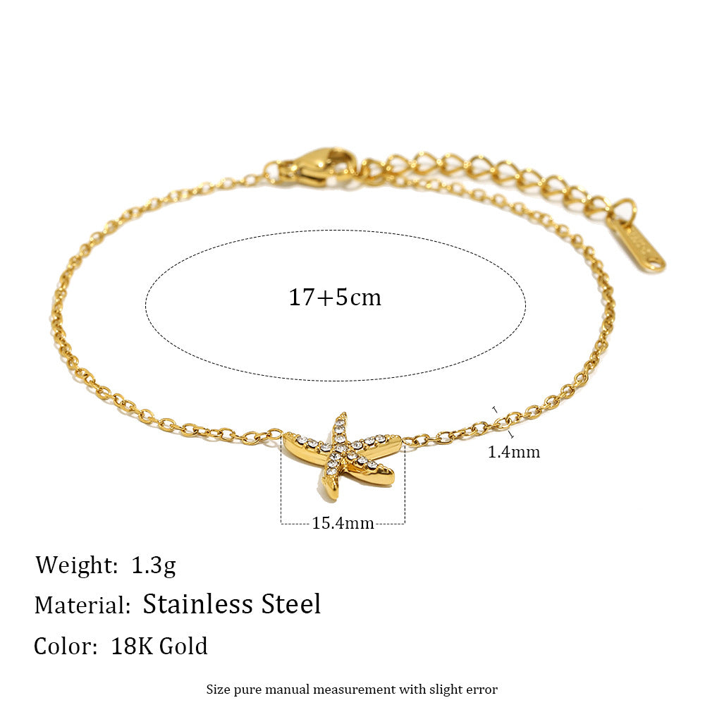 Fashion Simple Hand Stainless Steel Gold Plated Spot Drill Marine Bracelets