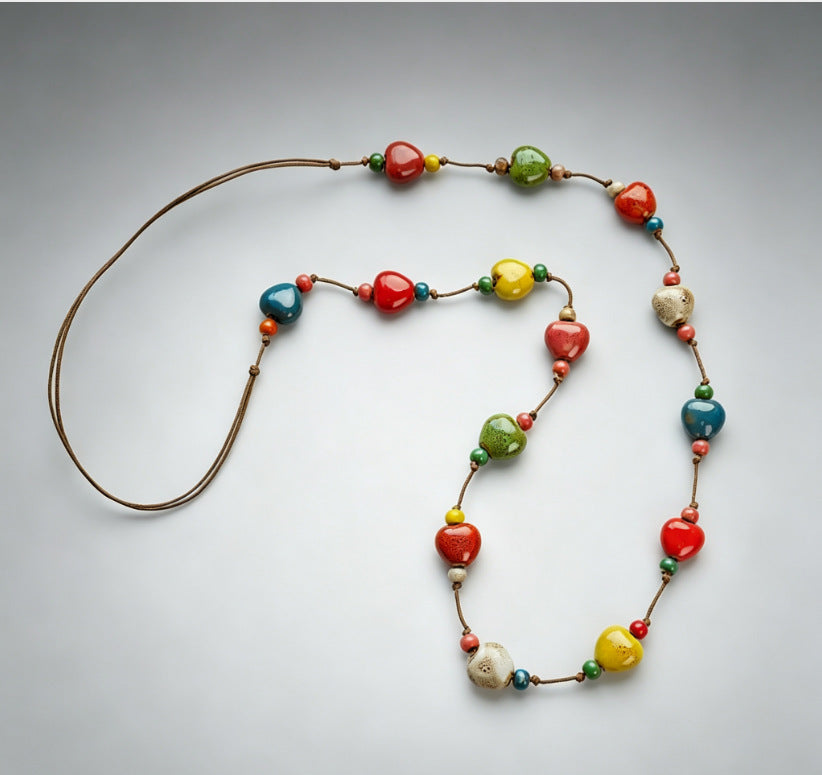 Beaded Ceramic Beads Bohemian Gravel Color Necklaces