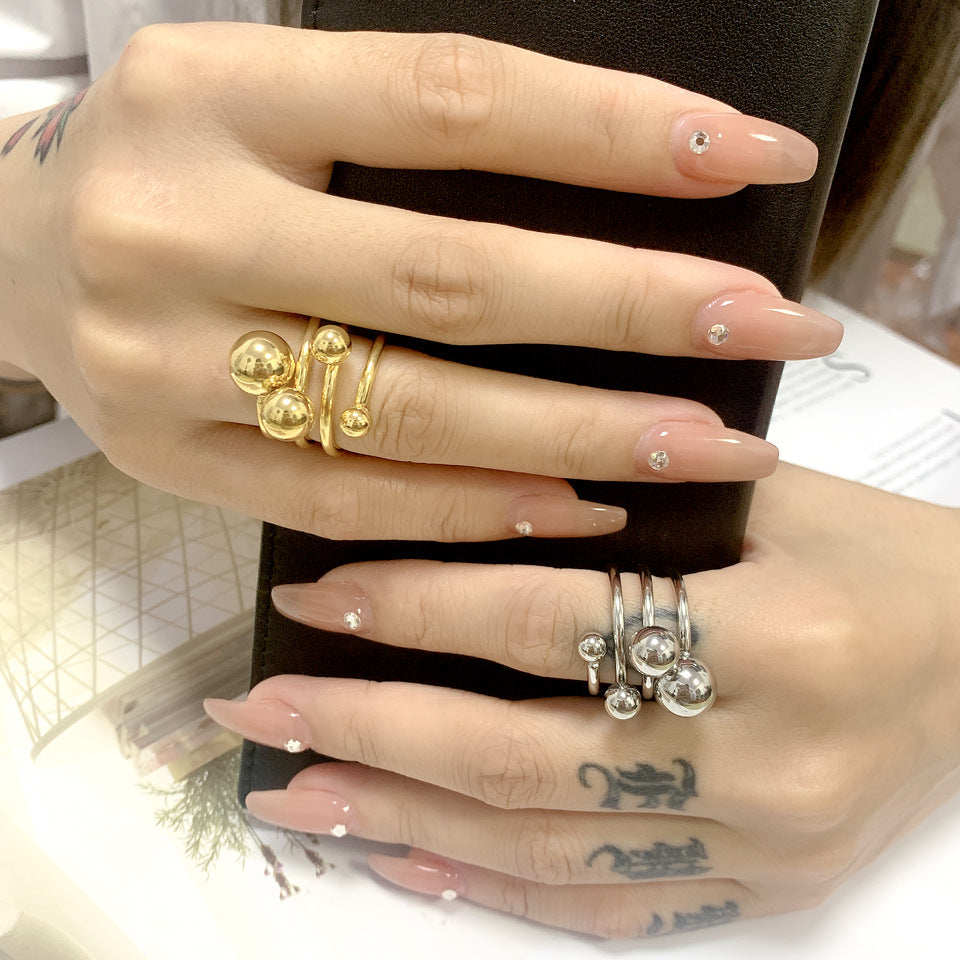 Female Titanium Steel Gold Index Finger Rings