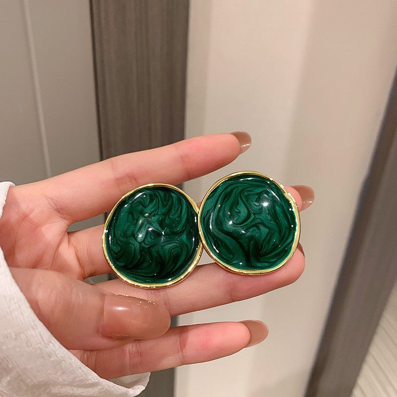 Sier Needle Zircon Geometric Flower Retro Exquisite Earrings