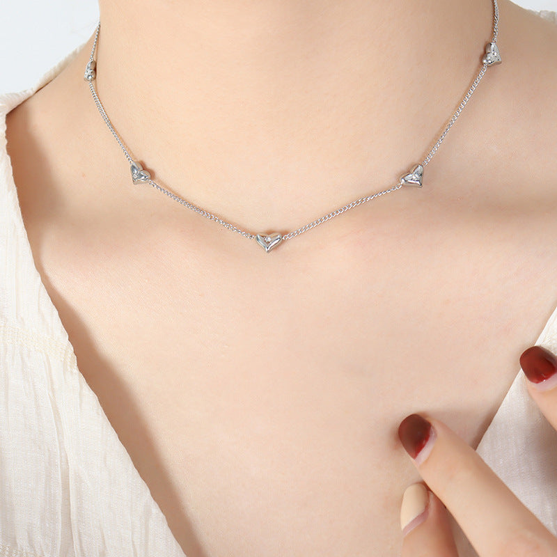 Style Inlaid Zircon Peach Heart Fashion Necklaces