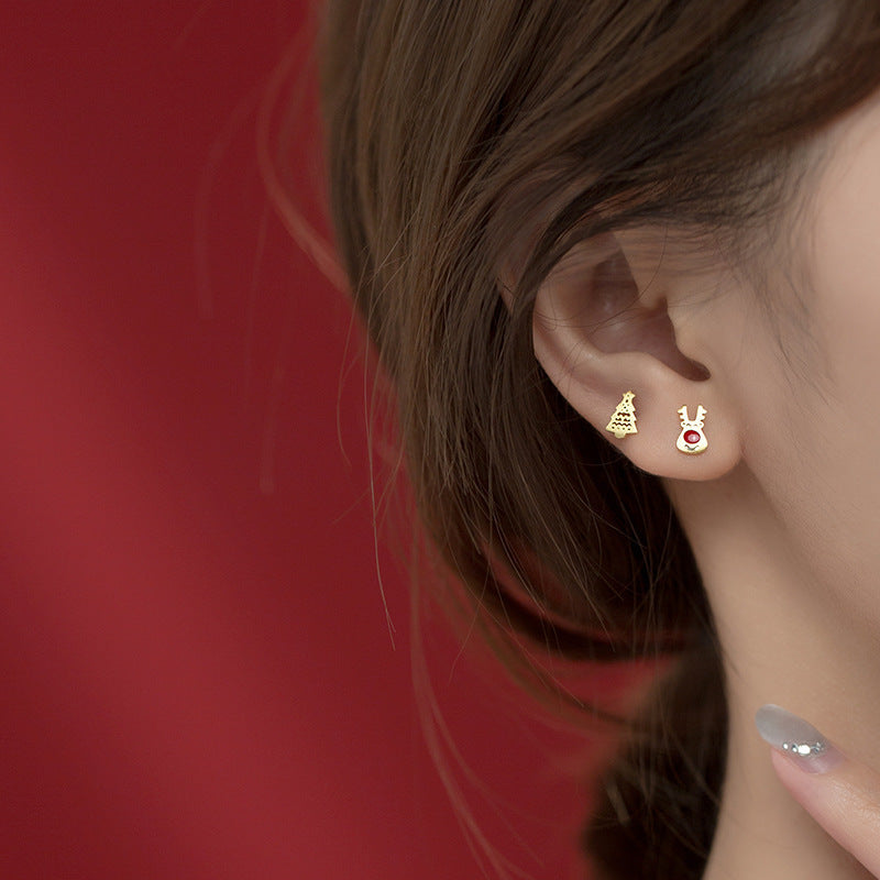 Series Combination Set Of Elk Snowflake Gift Box Earrings