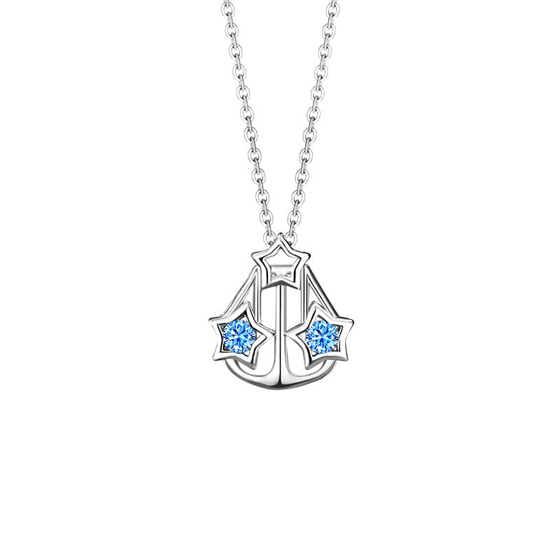 Women's Constellation Sterling Sier For Design Light Luxury Navy Blue Necklace