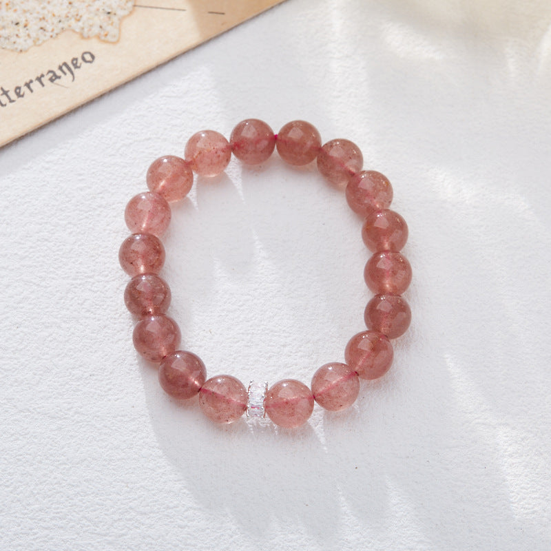 Women's Strawberry Quartz Rich Flower Lucky Pink Crystal Bracelets