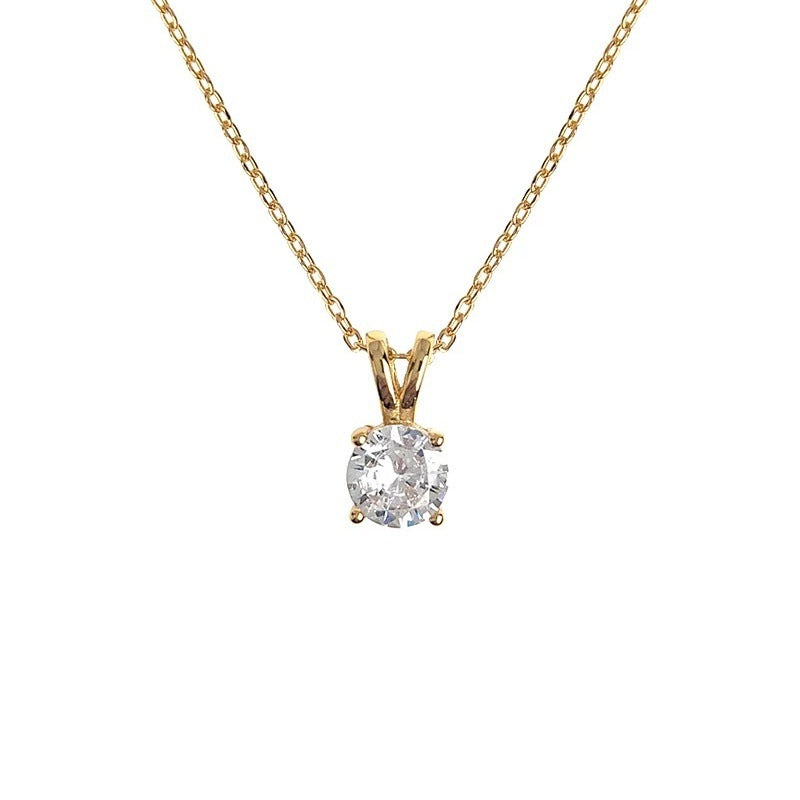 Women's Gold-plated Single Diamond Exquisite Light Luxury Minority Design High-grade Necklaces