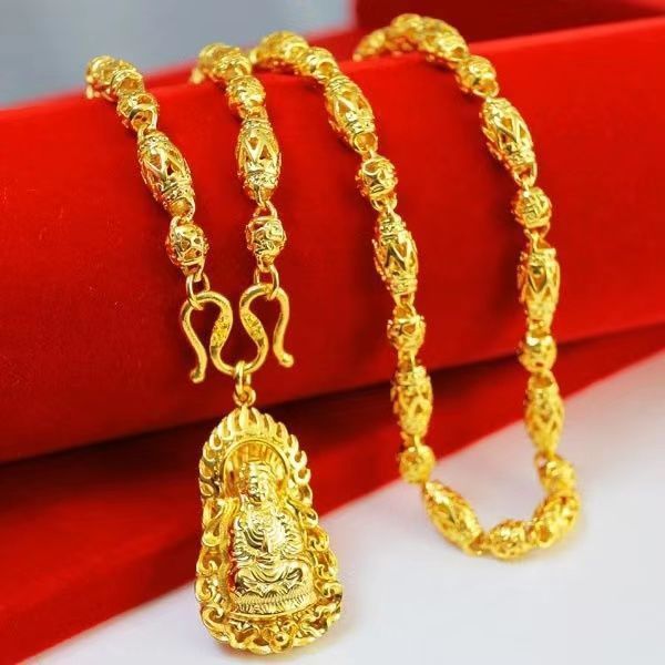 Men's Gold Cloth Pattern Dragon No Color Fading Necklace