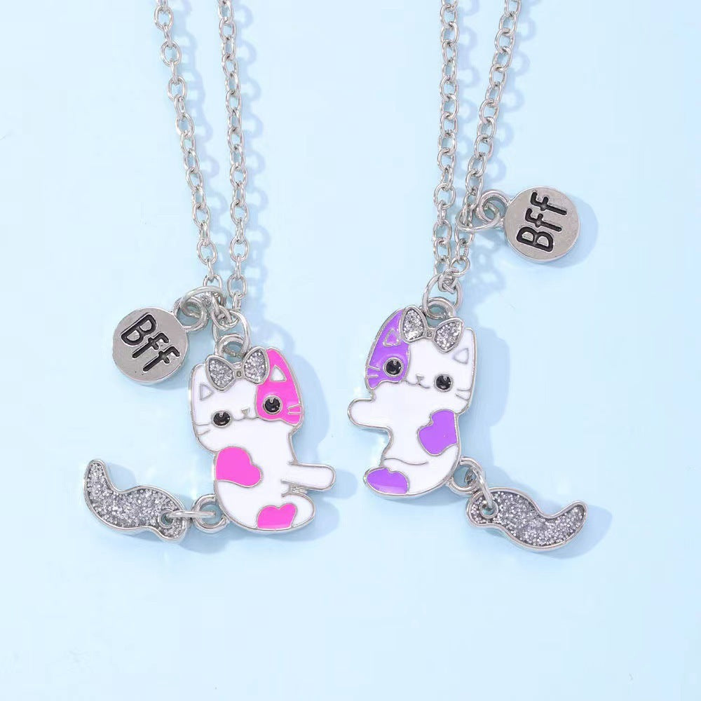Children's Cat Friend Magnetic Sweet Dripping Kitten Necklaces