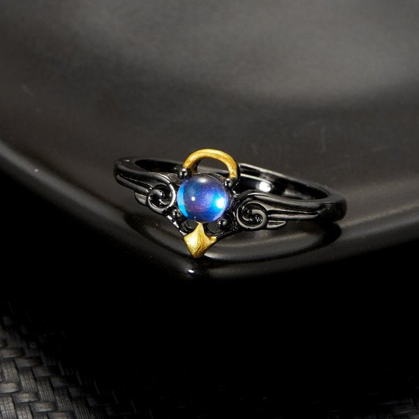 Women's & Men's Creative Angels Demons Moonstone Stylish Opening Adjustable Rings