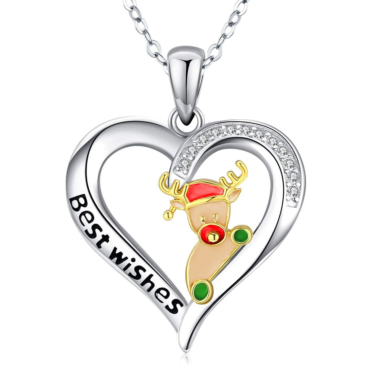 Women's Christmas Gift Fashion Santa Claus Heart Shape Necklaces