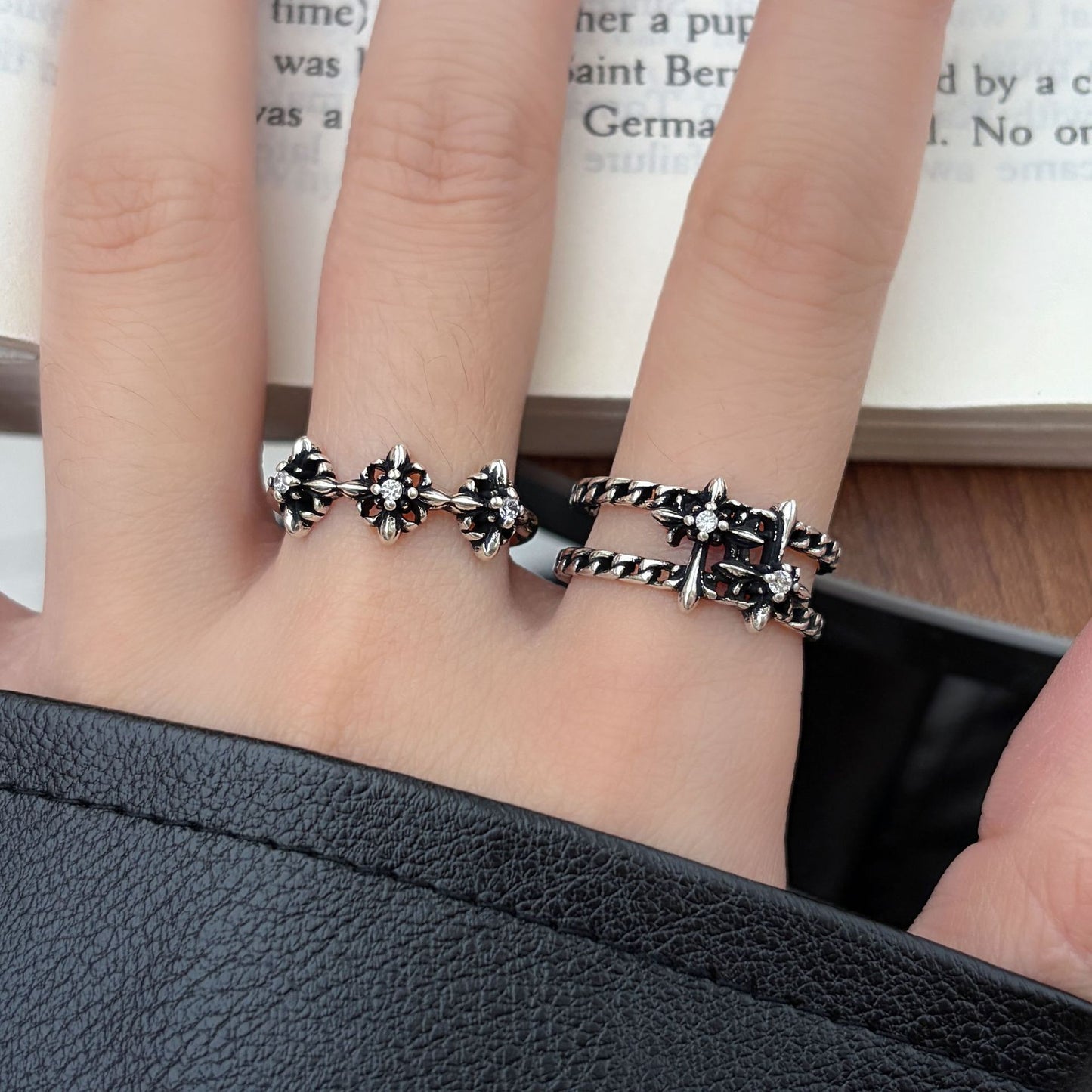 Women's Cool Style Cross Retro Vintage Open-end Adjustable Rings