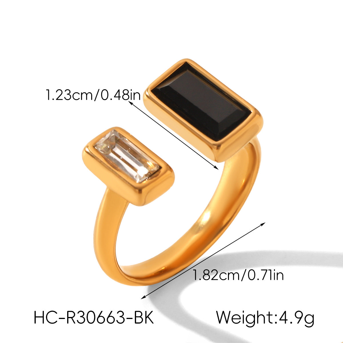 Geometric Zircon Light Luxury High-grade Stainless Steel Open Female Rings