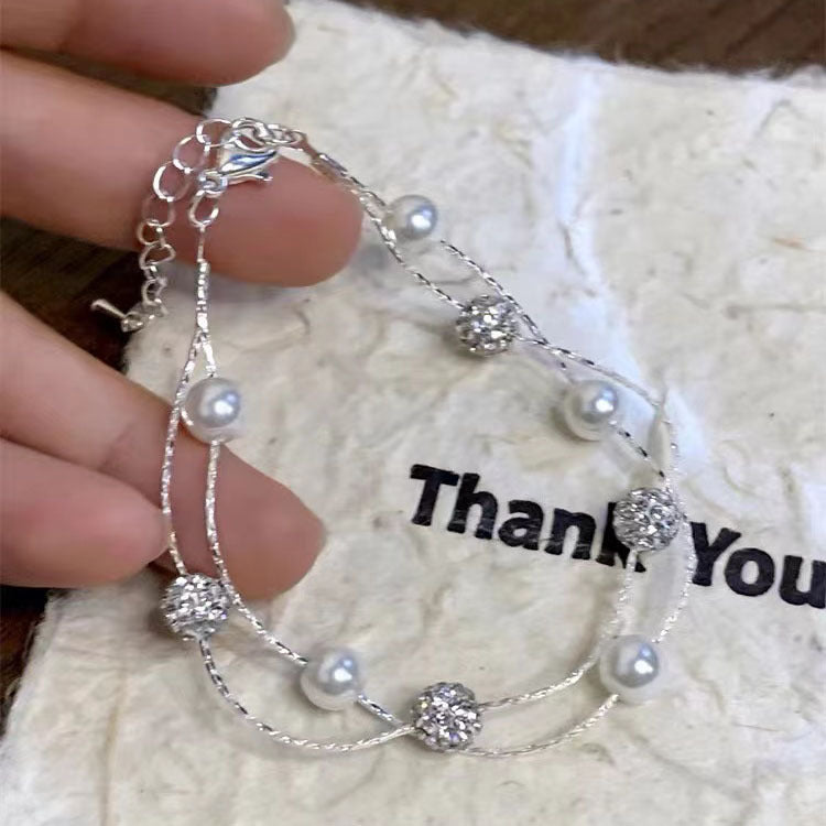 Women's Starry Twin Pearl Minority High-grade Zircon Bracelet