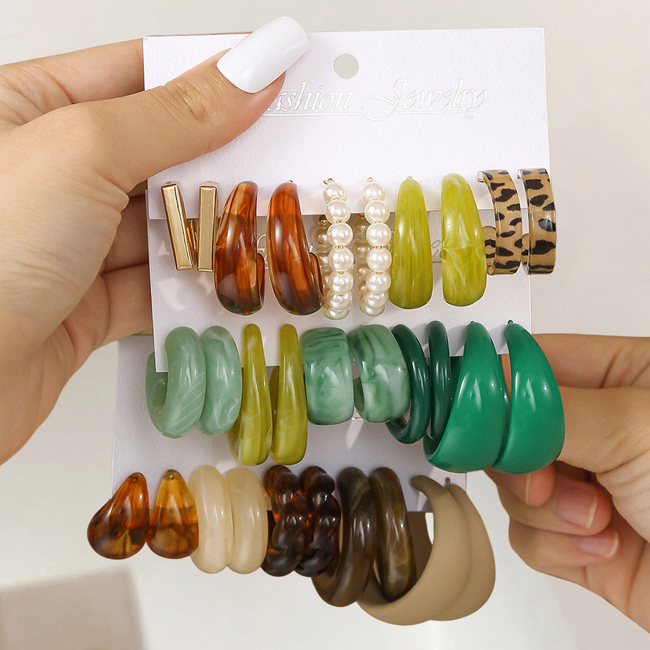 Women's Fashion Personality Wear Resin Shaped Suit Earrings