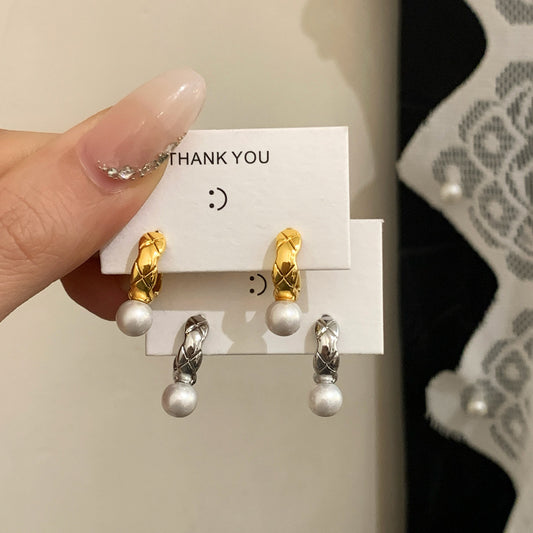 Light Luxury Diamond Plaid Road High-grade Pearl Exquisite Rings