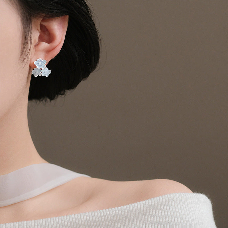Oil Flower Cluster Niche Design Artistic Female Temperament Stud Earrings