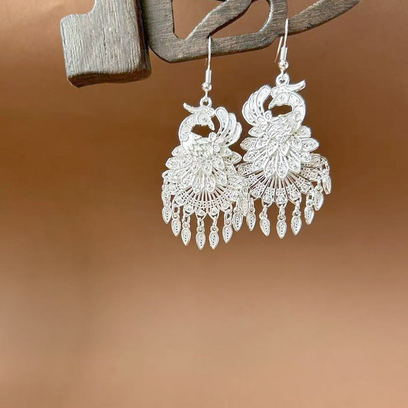 Ethnic Style Peacock Retro Ear Hook Earrings