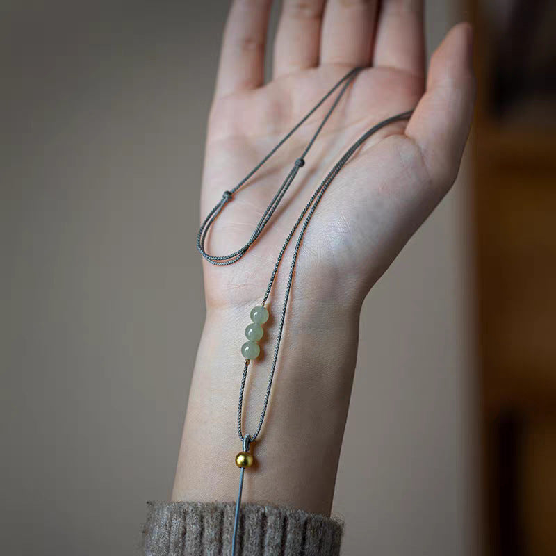 Simple Rope Emerald Amulet Peace Buckle Lanyard Pendants