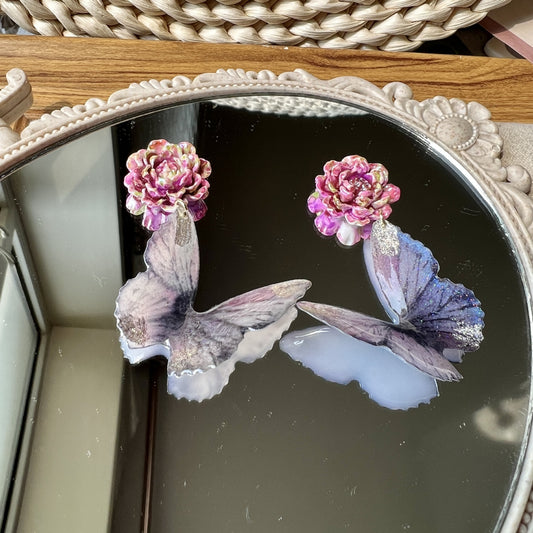 Butterfly Vintage Travel Purple Gradient Dreamy Temperament Vacation Style Ear Earrings