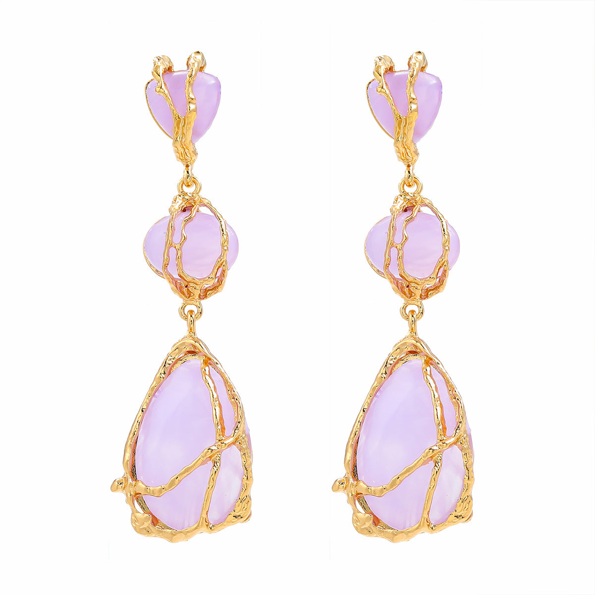 Women's Trendy Alloy Resin Bohemian Style Exaggerated Earrings