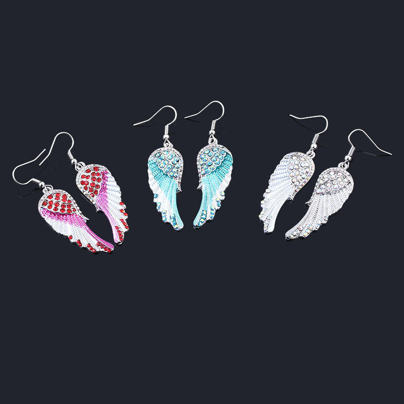 Fashion Angel Wings Three Colors Eardrop Earrings