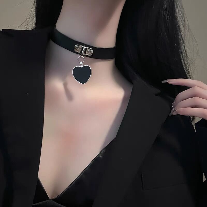 Leather Bell Neck Dark Love Choker Collar