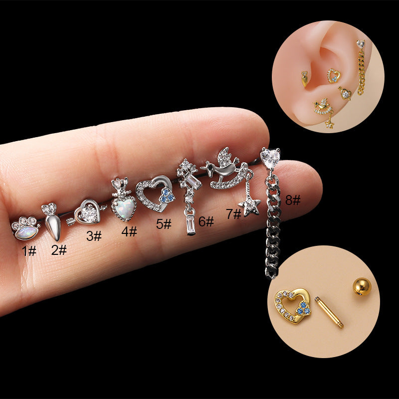 Henson Stainless Steel Double-headed Screw Rod Stud Earrings