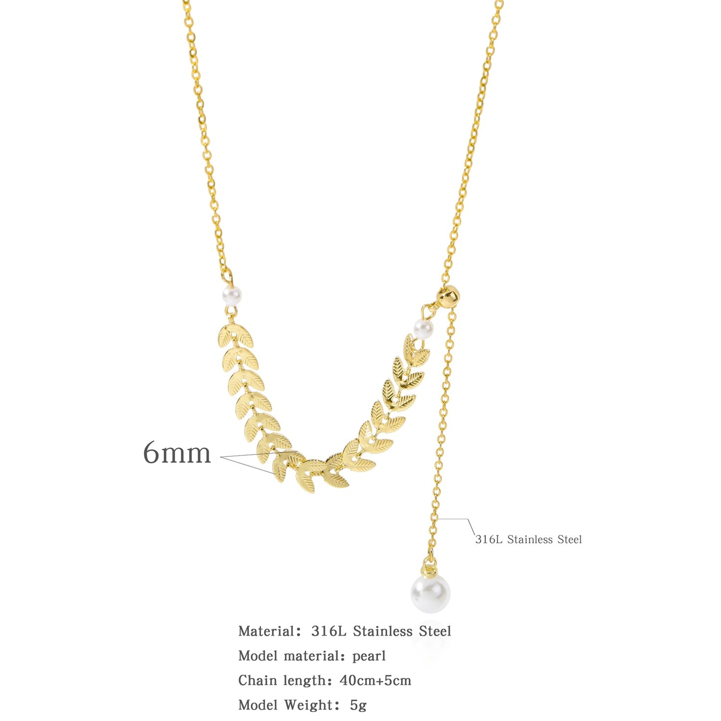 Steel Three-piece Set Niche Design Wheat Pearl Necklaces