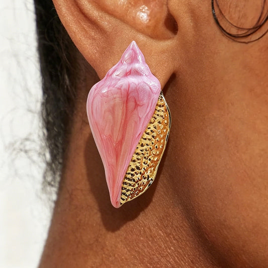 Women's Fashion Conch Enamel Unique Design Alloy Earrings