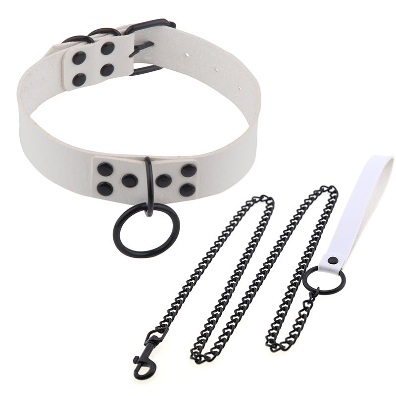 Style Leather Neckband Personality Fashion Black Nail O-shaped Necklaces