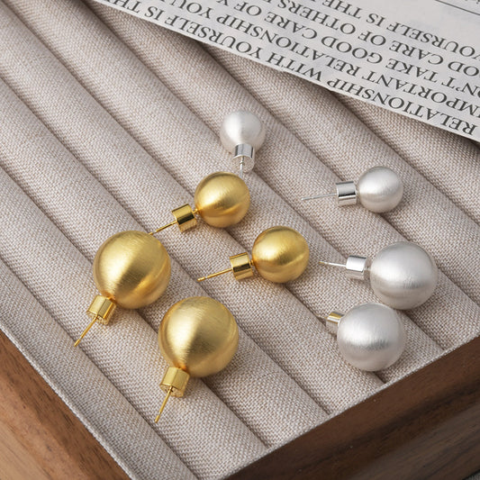 Brushed Hollow Ball Light Luxury High-grade Earrings
